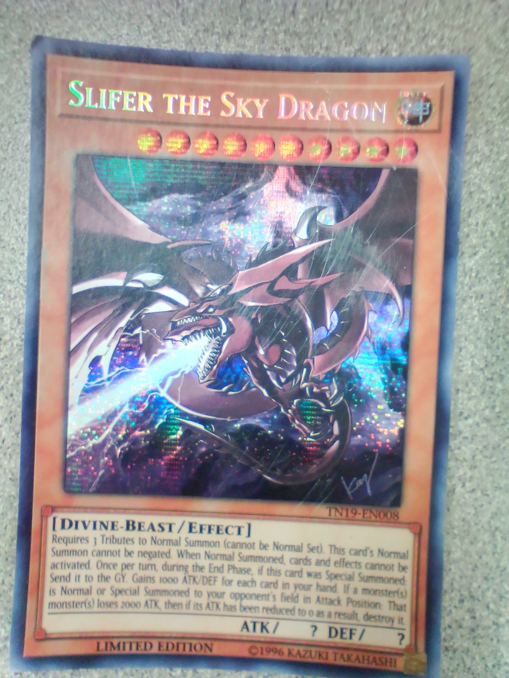 Slifer the Sky Dragon Holographic Collectible Card - Red